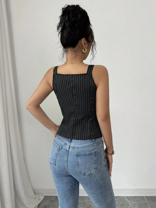 Gilet Slim Fit con Scollo a V e Profilo "Checkered"