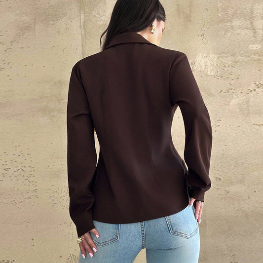 Blazer Slim Fit Monobottone in Marrone Sofisticato