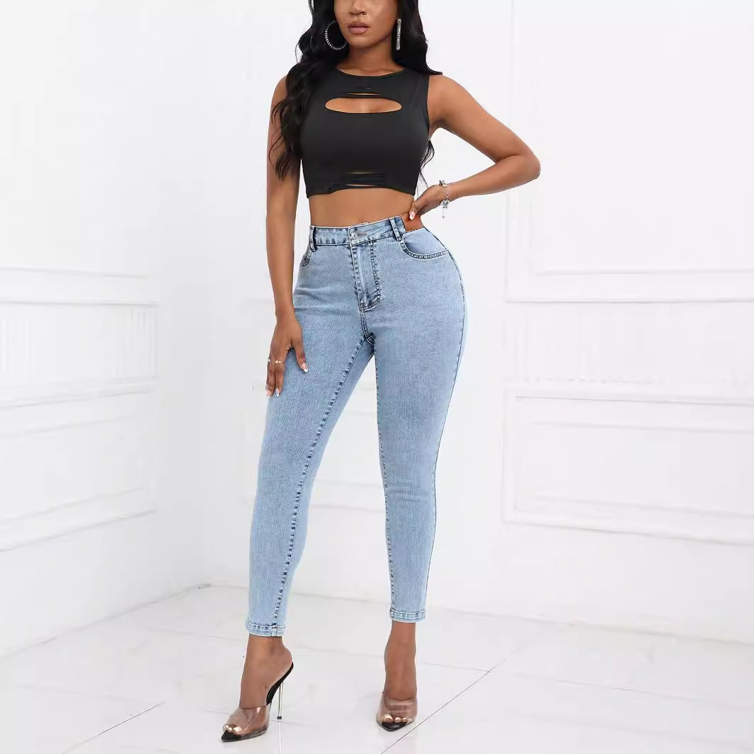 Jeans Slim Feet con Trattamento Non-Iron e Silhouette Street Hipster