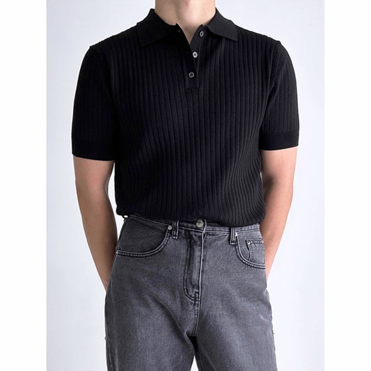 Maglia a Manica Corta con Colletto a Revers e Struttura Moisture-Wicking