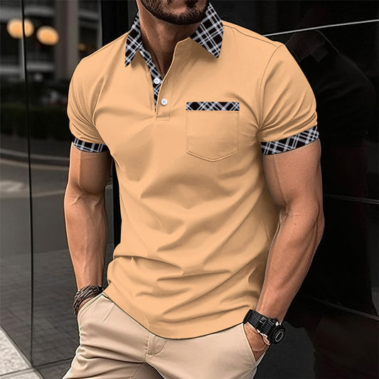 Polo a Manica Corta con Taschino Strutturato e Finitura High-Elastic