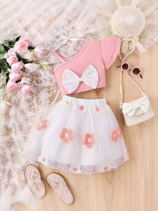 Completo Due Pezzi in Tech-Fabric Soft-Touch con Pattern Floreale e Silhouette Skirt-Suit