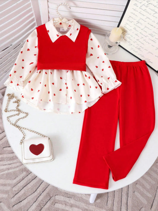 Completo Tre Pezzi in Cotone Brushed con Giacca Monopetto e Silhouette Pants-Suit