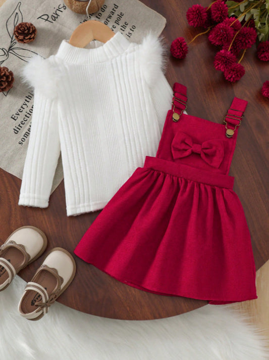 Completo Due Pezzi in Velluto a Coste con Dettaglio Bow e Silhouette British-Strap