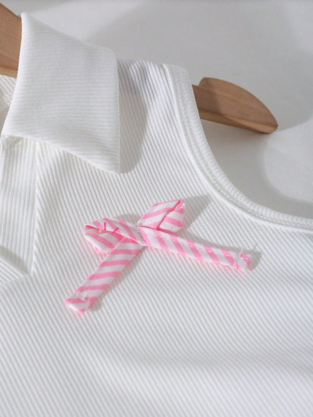 Completo Due Pezzi in Maglina Soft-Touch con Pattern Rigato e Silhouette Skirt-Set