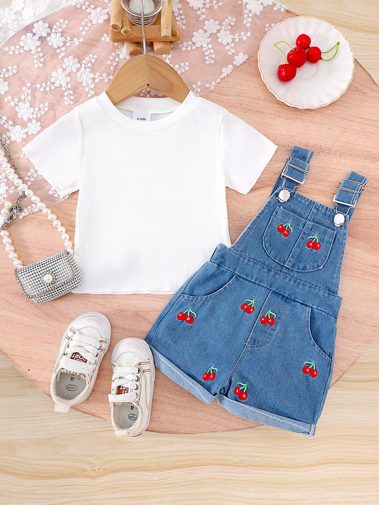 Completo Due Pezzi in Cotone Soft-Touch con Shorts in Denim e Silhouette Europe & America