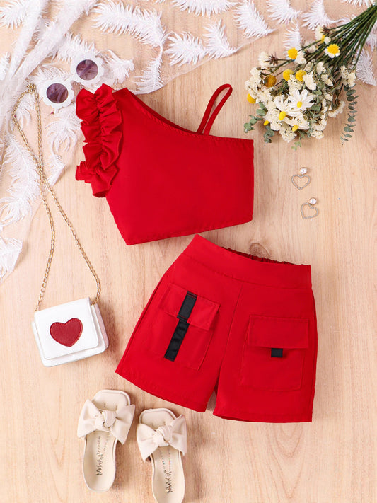 Completo Due Pezzi in Misto Cotone con Dettagli in Pizzo e Silhouette Europe & America