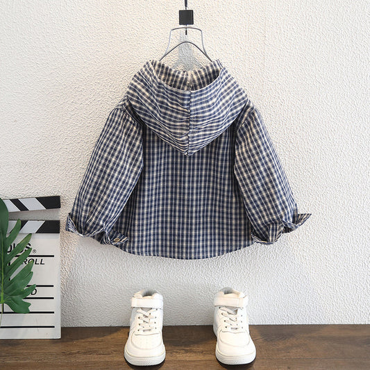 Completo Due Pezzi in Cotone con Camicia-Giacca a Quadri e Pantaloni coordinati