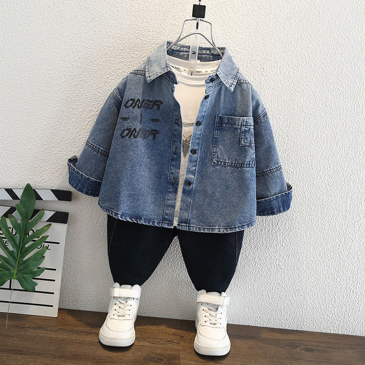 Camicia "Cowboy Blue" con Stampa Sfumata e Finitura Soft-Touch