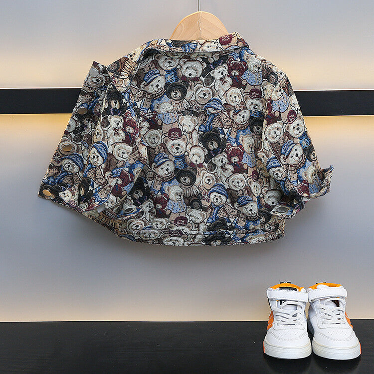 Giacca Junior con Colletto a Revers e Trama Orsetto a Rilievo