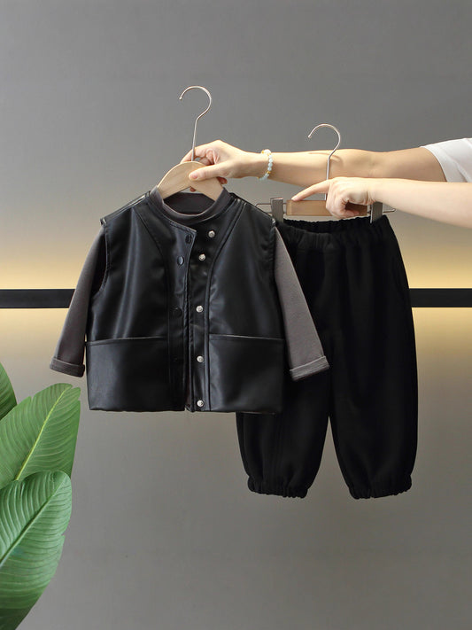 Set Tre Pezzi "Black & Brown" con Fodera Integrale in Cotone