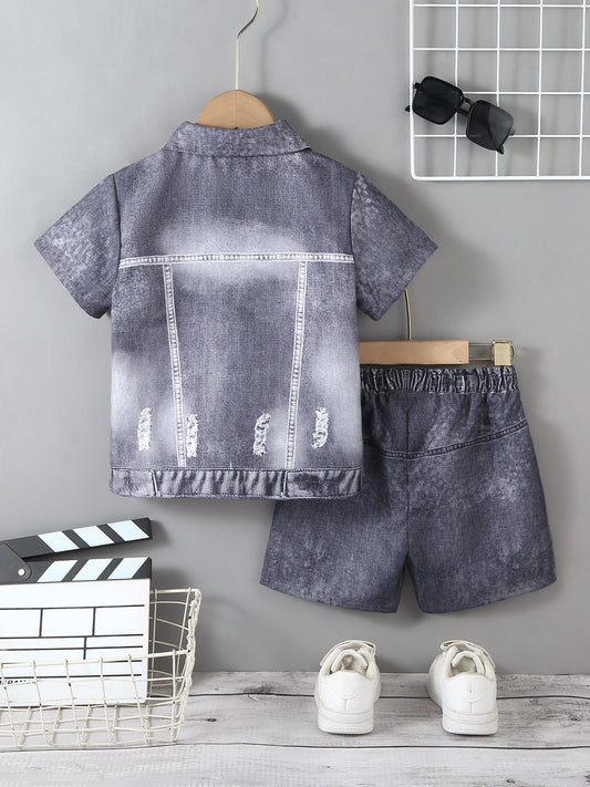 Completo Sartoriale Estivo Due Pezzi con Camicia a Maniche Corte e Shorts Coordinati