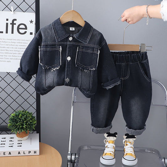 Completo Sartoriale in Tessuto Cowboy con Giacca Monopetto e Pantaloni Coordinati