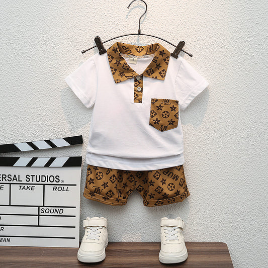 Completo Estivo Due Pezzi in Cotone con Grafiche Cartoon e Shorts Coordinati