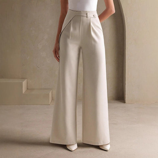Pantaloni Wide-Leg "Fake Two Pieces" con Dettagli 3D e Taglio High-Waisted