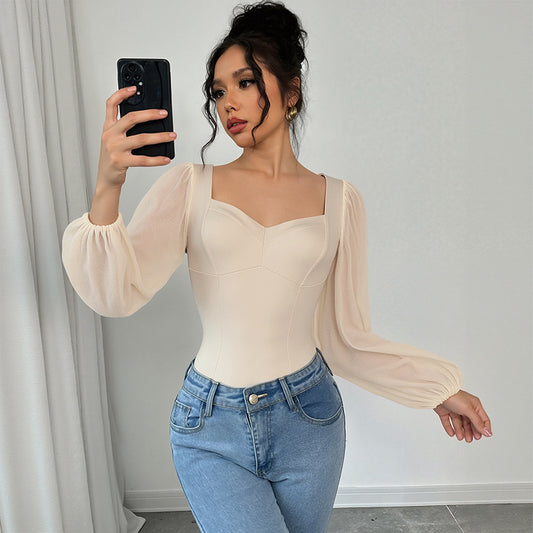 Jumpsuit "Elegant Perspective" con Maniche a Sbuffo e Silhouette High-Waist