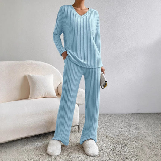 Trousers Suit "Knitted Comfort" con Texture Embossed e Silhouette Long-Sleeve
