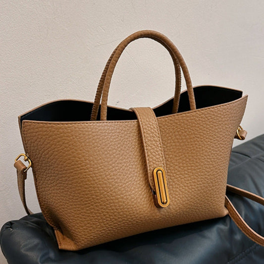 Mini Bucket Bag "Urban Simplicity" con Chiusura a Scatto e Finiture in PU
