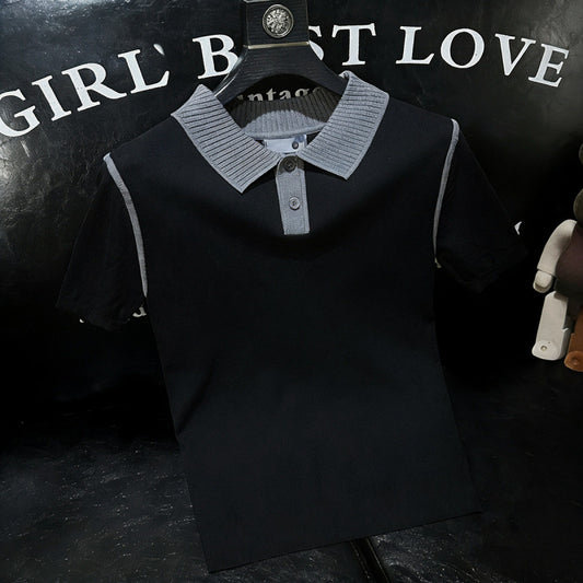 Polo "Luxury Knit" Slim Fit in Viscosa Setosa e Fibra High-Tech