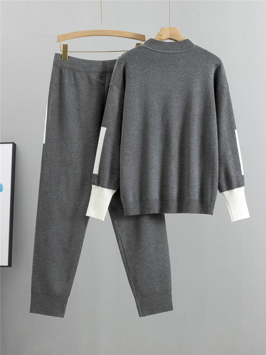 Completo Casual Pantalone Knit Splicing Suit