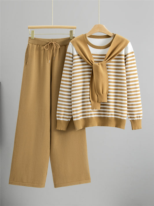 Completo Casual Pantalone Striped Contrast Suit
