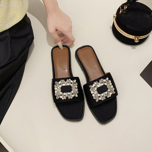 Sandalo Flatform Satin & Rhinestone