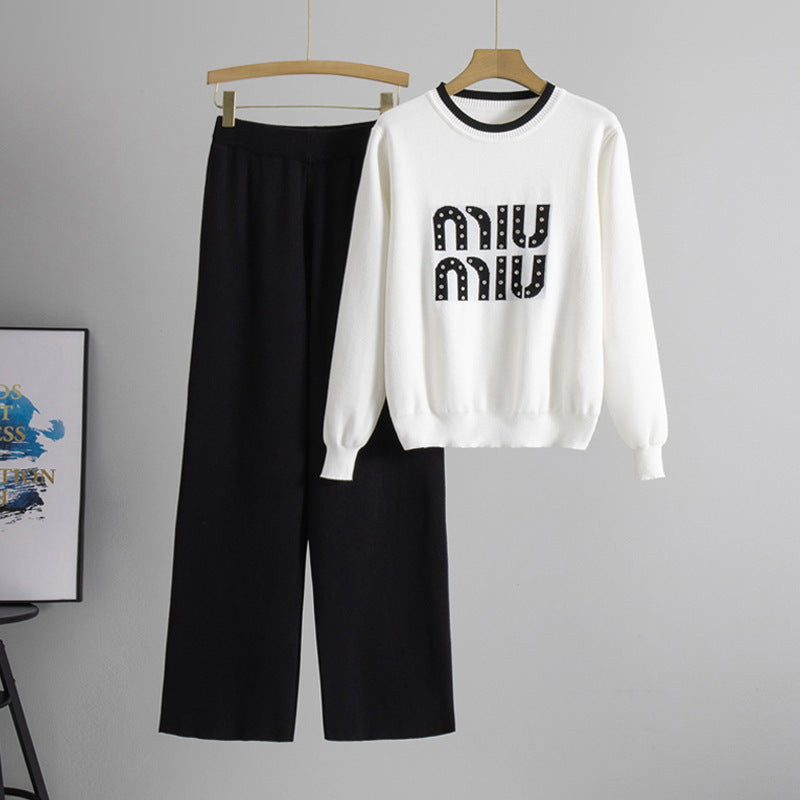 Completo Casual Pantalone Beaded Contrast Suit