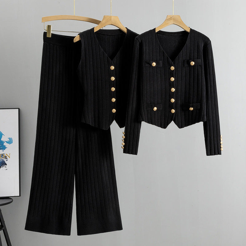 Completo Casual Pantalone Pleated Knit