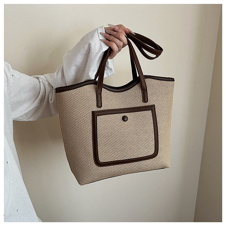 Tote Bag in Canvas "Cross-Border" con Doppia Tracolla e Scomparto Interno con Mezzanine