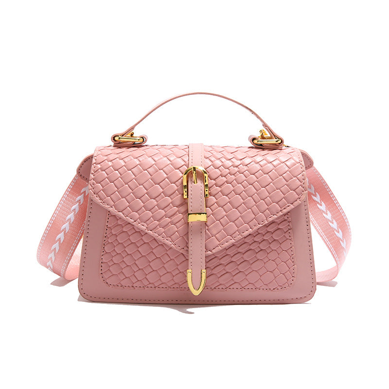 Shoulder Bag "Street Trend" Horizontal Square con Chiusura a Patta e Dettagli Splicing