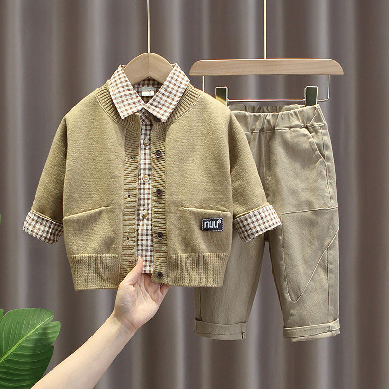Completo Tre Pezzi in Cotton-Blend con Trattamento Enzyme-Wash
