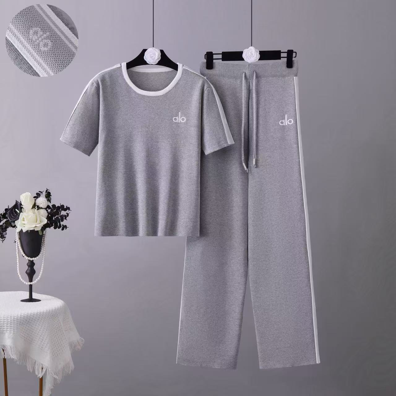 Completo Casual Pantalone Embroidered Knit Sport