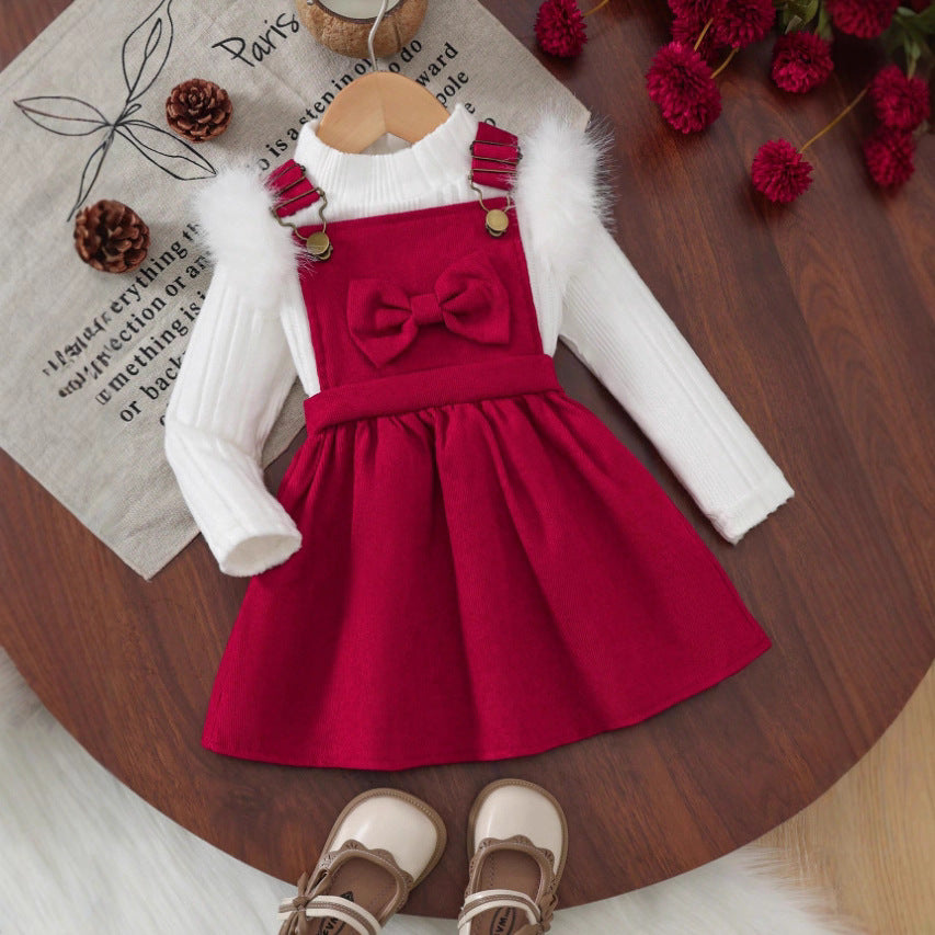 Completo Due Pezzi in Velluto a Coste con Dettaglio Bow e Silhouette British-Strap