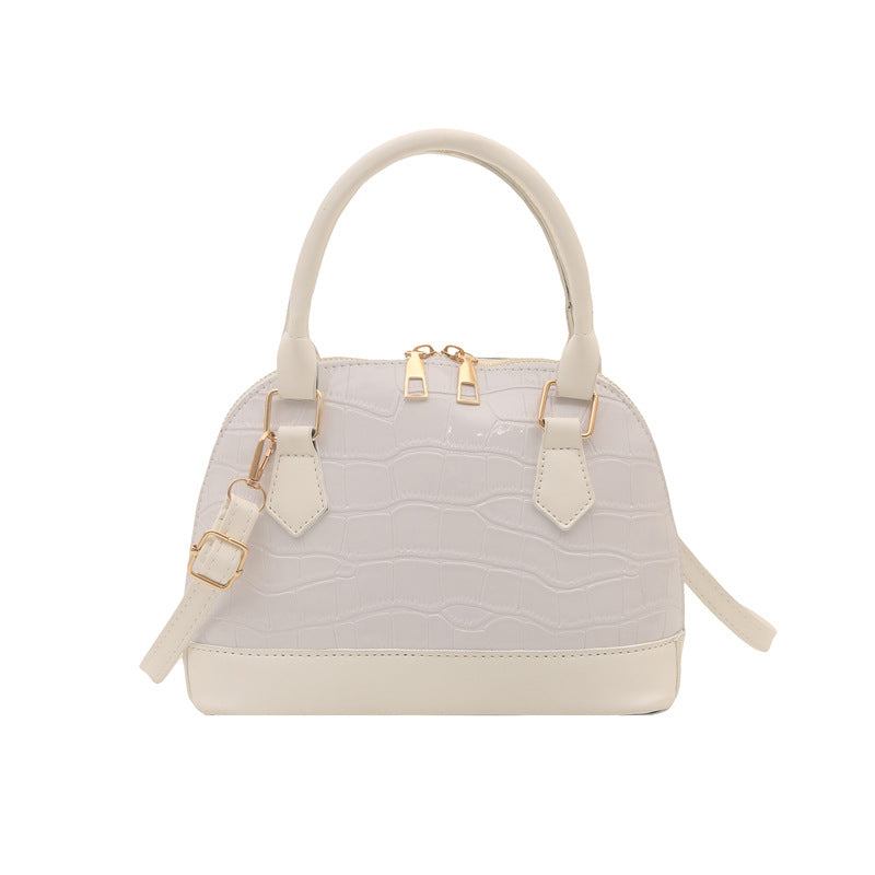 Borsa a Tracolla "Urban Minimalism" Shell-Shaped con Texture Stone e Chiusura Safe-Zip