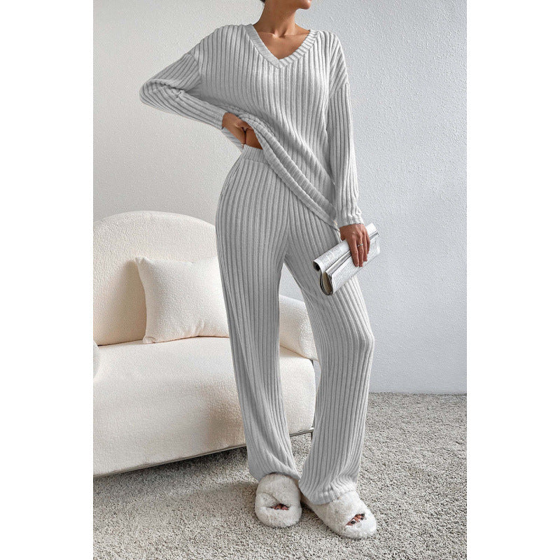 Trousers Suit "Knitted Comfort" con Texture Embossed e Silhouette Long-Sleeve
