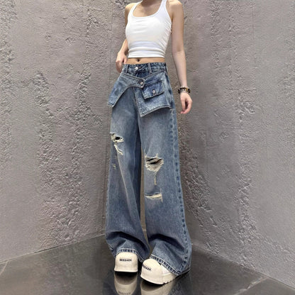 Spicy Girl Layered: Faux Two-Piece Wide-Leg Denim 2026