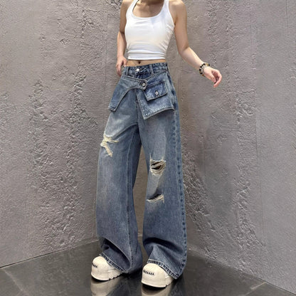 Spicy Girl Layered: Faux Two-Piece Wide-Leg Denim 2026