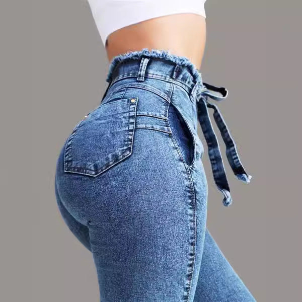 High-Waist Skinny: Tassel Belt & Stretch Denim 2026