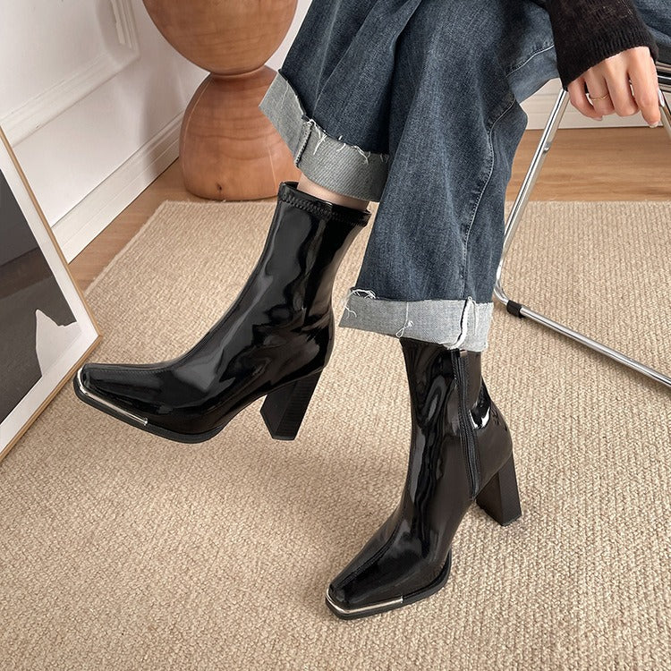 Stivaletti Square-Toe in Microfibra – Comfort Personalizzabile 5cm o 7cm