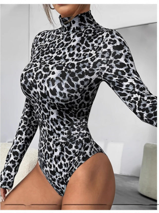 Jumpsuit Elegante a Manica Lunga – Tuta Capri Leopardata per Ufficio e Daily Chic
