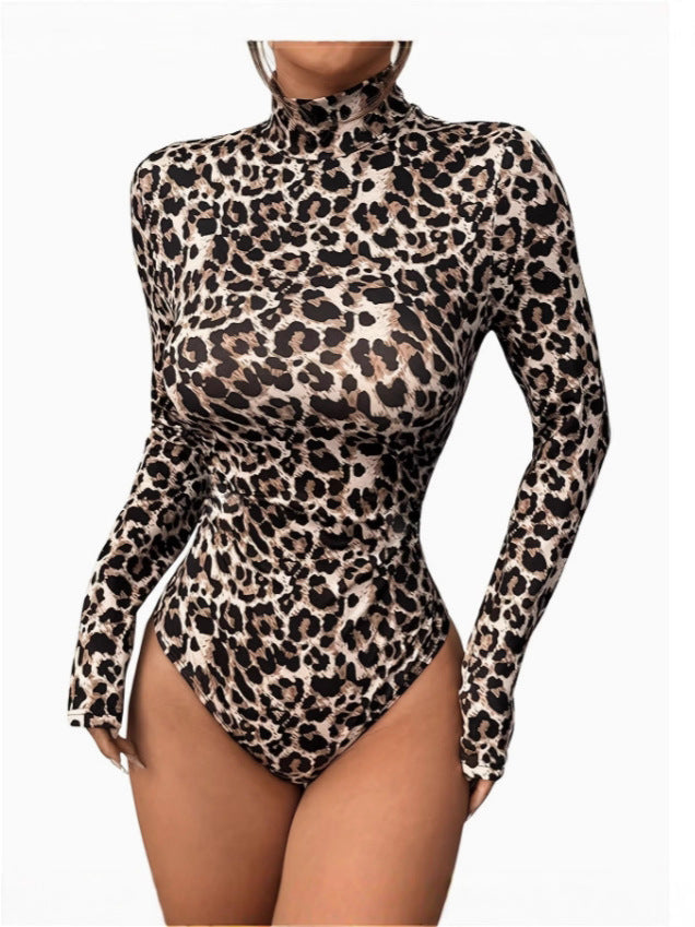 Jumpsuit Elegante a Manica Lunga – Tuta Capri Leopardata per Ufficio e Daily Chic