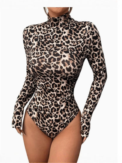 Jumpsuit Elegante a Manica Lunga – Tuta Capri Leopardata per Ufficio e Daily Chic