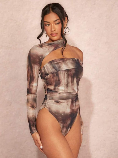 Jumpsuit Aderente in "Milk Silk" – Tuta Capri a Manica Lunga e Vita Bassa