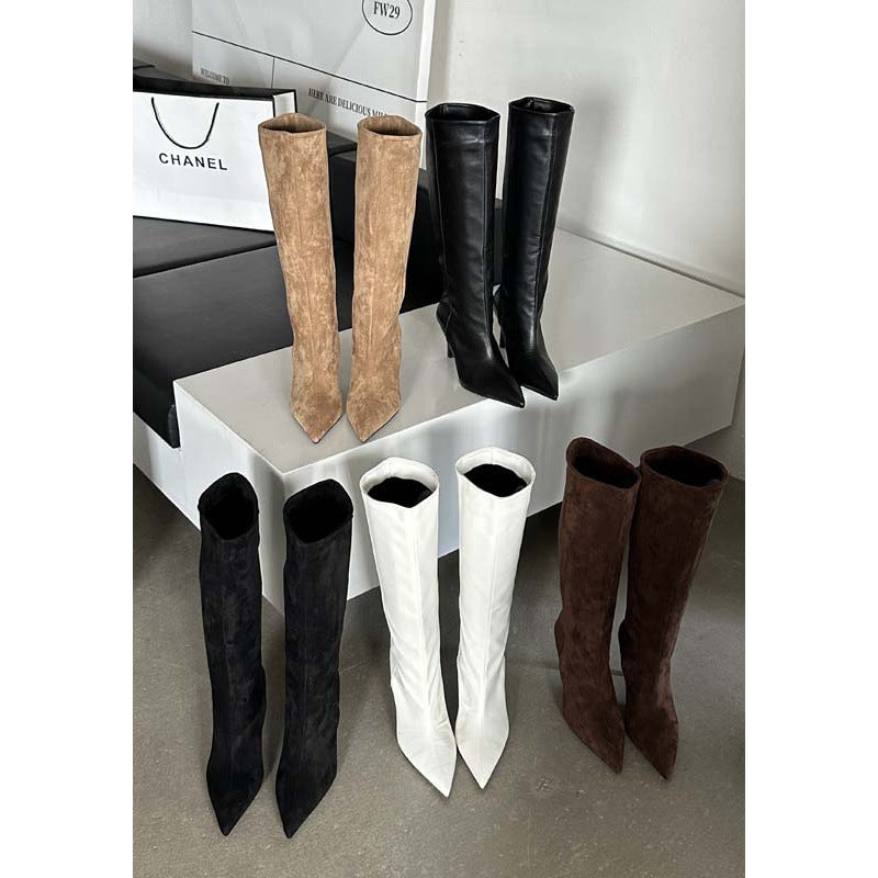 Stivali Alti in Raso Lucido con Tacco a Spillo – Eleganza "High Tube" Chic