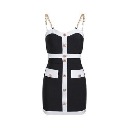 Set Due Pezzi Tube Top e Hip-Skirt con Grafiche a Contrasto