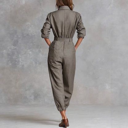 Jumpsuit Strutturata in Lino con Taglio "Literary Retro"