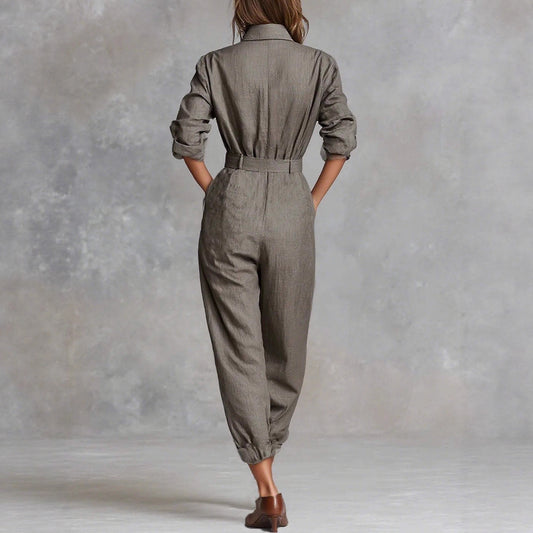Jumpsuit Strutturata in Lino con Taglio "Literary Retro"