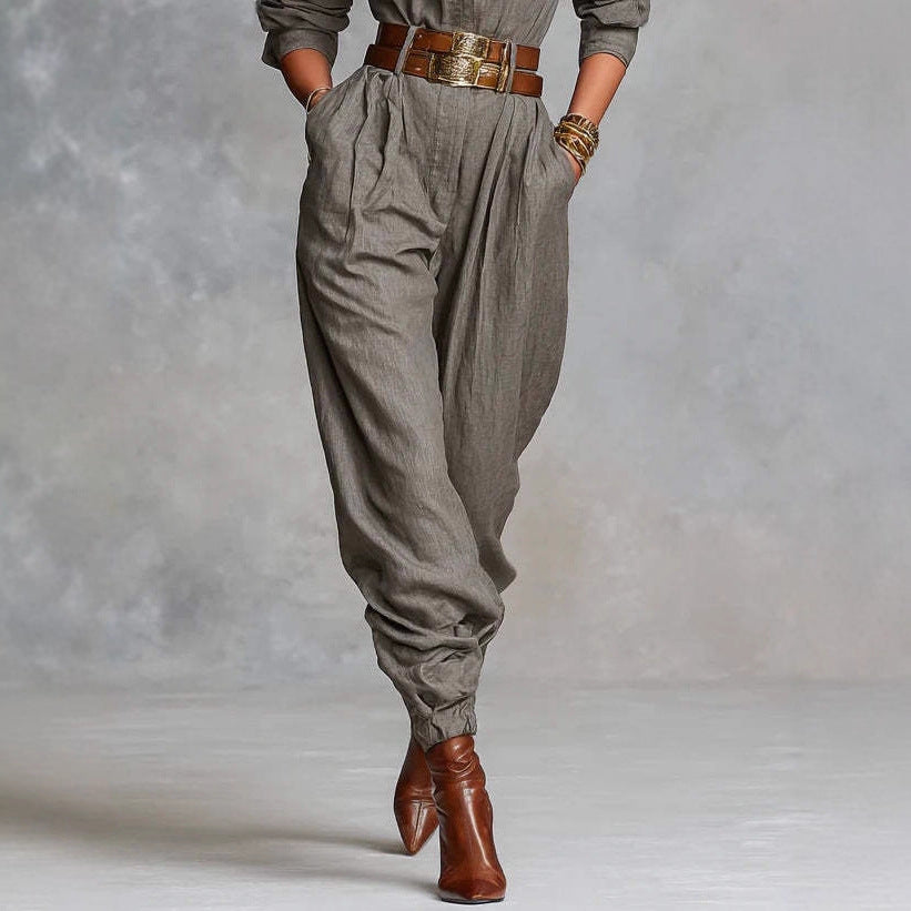 Jumpsuit Strutturata in Lino con Taglio "Literary Retro"