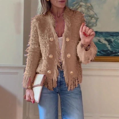 Giacca "Small Fragrance Style" con Tasselli e Bottoni Metallici