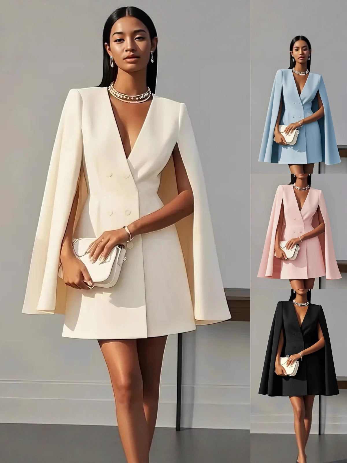 Abito Cloak-Dress a Mantella con Scollo a V